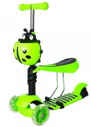 Самокат "божья коровка", подножка, тормоз, микс цветов, jr3-054-e