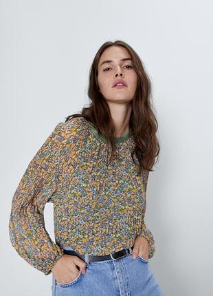 Плиссированная блуза зара zara m