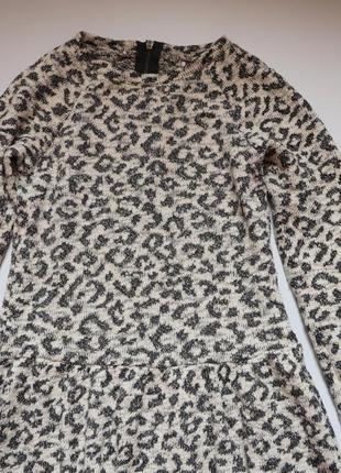 Теплое платье девочке леопардовый принт длинный рукав черно-белое yigga3 фото