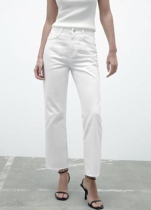 Білі джинси прямі мом моми страйти zara hm mango massimo dutti штани мам1 фото