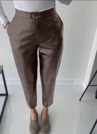Женские модные штаны эко кожа  42-44,46-48 мокко,черный2 фото