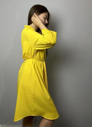 Женское платье-рубашка желтое modna kazka mkad3260-23 фото