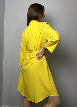 Женское платье-рубашка желтое modna kazka mkad3260-24 фото