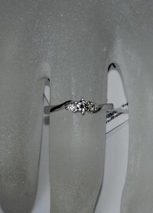 Золотое кольцо с бриллиантами 0,15 карат 16,5 мм. белое золото2 фото