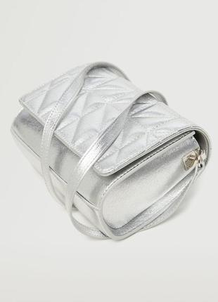 Серебряная сумка кроссбады кросс-боди mango mng