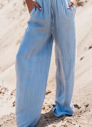Жіночі штани батальні легкий джинс 50-52,54-56 блакитний2 фото