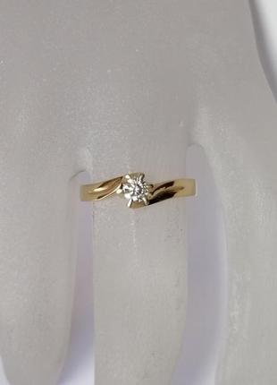 Золотое кольцо с бриллиантом 0,18 карат 17,5 мм. желтое золото для предложения3 фото