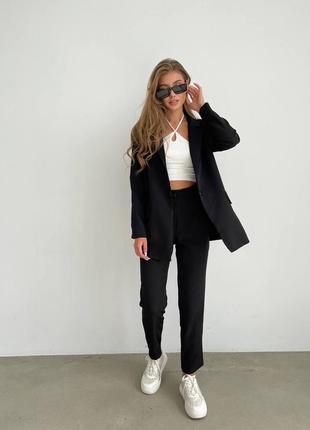 Шикарный классический брючный костюм голубой малиновый розовый белый черный синий брюки штаны пиджак жакет офисный стильный деловой строгий