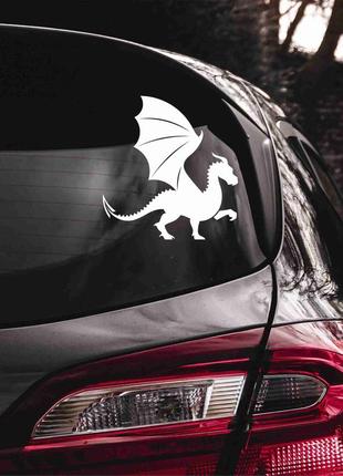 Наклейка вінілова декоративна на автомобіль "дракон із крилами" (колір плівки на вибір клієнта)1 фото