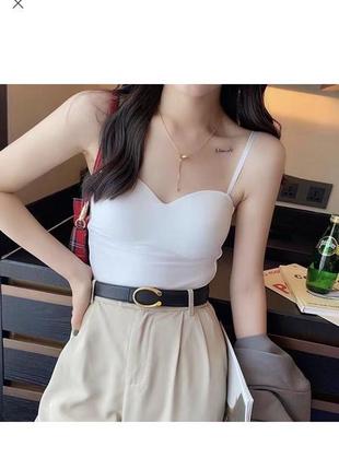 Эластичный топ белый кофейный коричневый топ с пуш-ап топ на бретелях укороченный майка нарядная