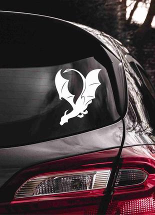 Наклейка виниловая декоративная на автомобиль "дракон с крыльями" (цвет пленки на выбор клиента)