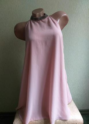 Блуза с горловиной. туника американка. топ макси трапеция. пудровый, розовый.7 фото
