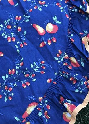 Кухонные шторки синие с фруктами8 фото