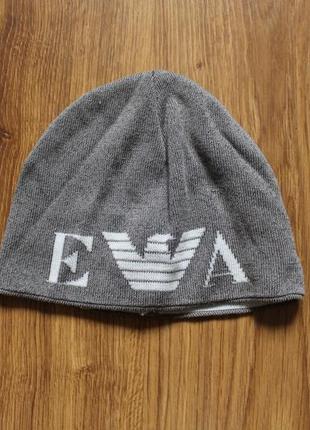 Стильна унісекс шапка (мікробіні,вище вух) з великим лого emporio armani