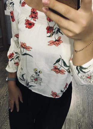 Красива натуральна блуза з открыми плічками, топ, з7 фото