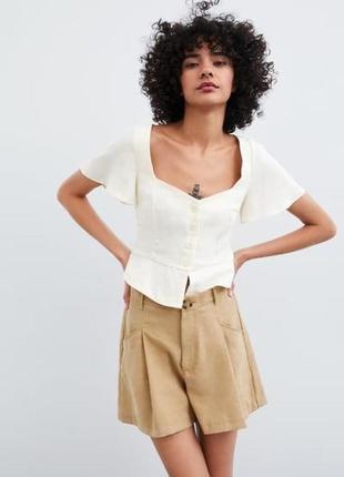 Zara льняная блуза топ4 фото