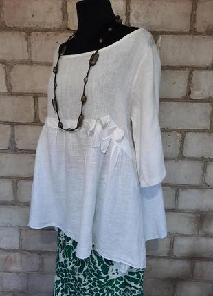 Блузон бохо льон оверсайз стиль бохо лляна