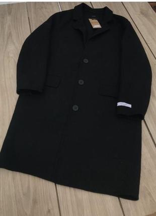 Пальто чорне класичне шерстяне bershka zara h&m asos8 фото