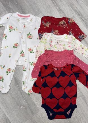 Комплект бодиков и человечек gap, 0-3мес