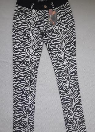 Крутые трикотажные брюки принт зебра justine.z4 фото