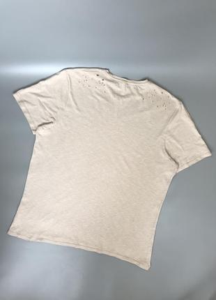 Бежевая рваная футболка asos, с рваностями, с дырками, порванная, оверсайз, тишка, молочная, стильная, асос, однотонная, базовая3 фото