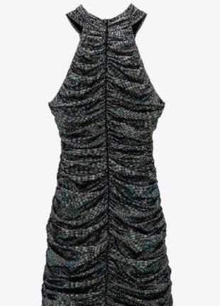 Шикарное блестящее платье zara с оборками /новая коллекция2 фото