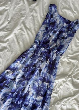 Синее длинное платье3 фото