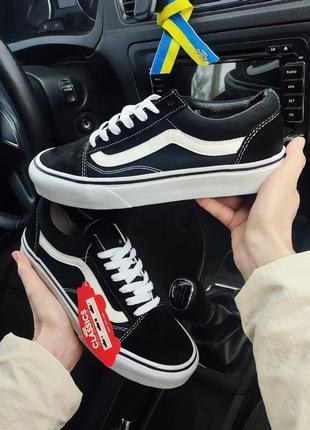 Женские кеды  ванс чёрные с белым vans old skool8 фото