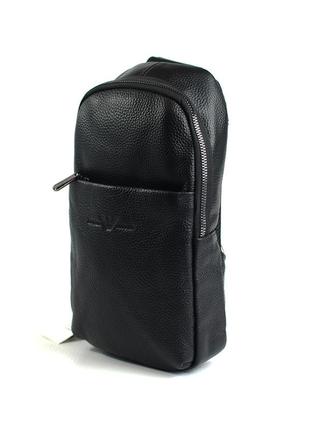 Нагрудна чоловіча шкіряна сумка рюкзак слінг на плече, сумочка молодіжна з натуральної шкіри2 фото