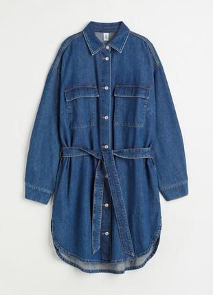 Стильное джинсовое платье, коттоновый кардиган, удлиненная куртка деним hm, xl-xxl