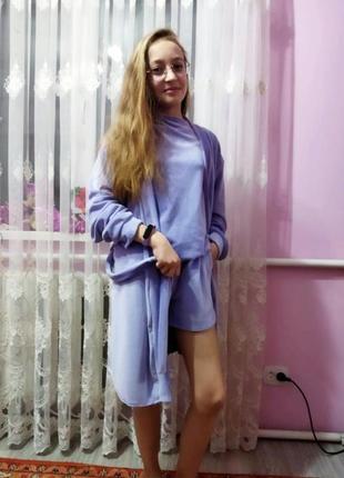 Велюровая пижама с халатом, велюровый домашний костюм4 фото