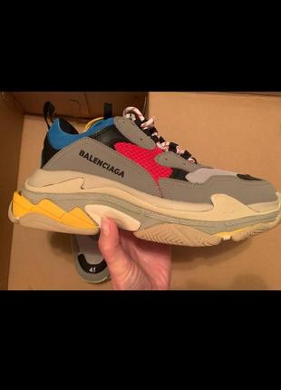 Кроссовки в стиле balenciaga triple s grey blue red баленсиага трепл