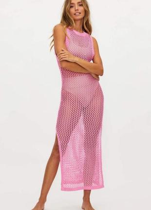 Пляжное туника накидка платье вязаное миди с вырезом на спине 3 цвета7 фото