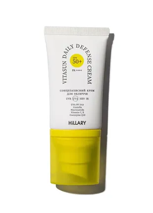 Сонцезахисний крем для обличчя spf 50+ hillary vitasun daily defense cream, 40 мл