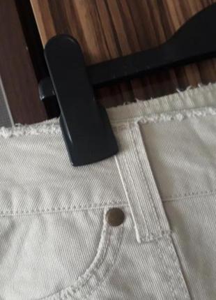 Светлая бежевая натуральная котоновая короткая джинсовая юбка8 фото
