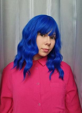 Термо парик синий короткий термопарик с яркими синими волосами леди баг9 фото