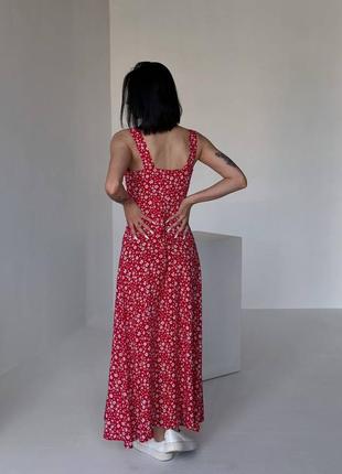 Стильна легка штапельна натуральна літня сукня максі довга сукня з розрізом4 фото