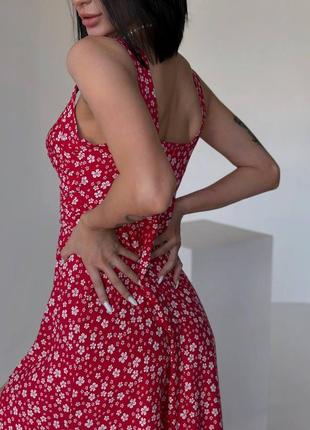 Стильна легка штапельна натуральна літня сукня максі довга сукня з розрізом5 фото