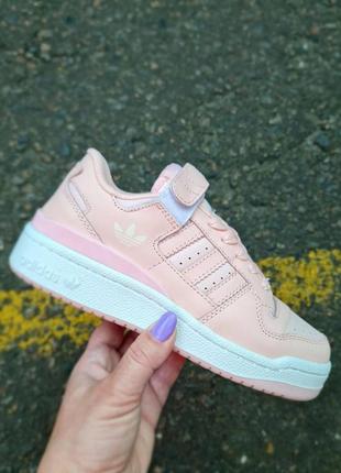 Жіночі шкіряні кросівки adidas forum low pink white