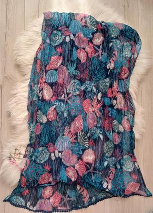 Палантин з літнім принтом, палантин жатка з морським принтом