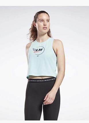 Майка reebok les mills cropped tank top light blue gn5949