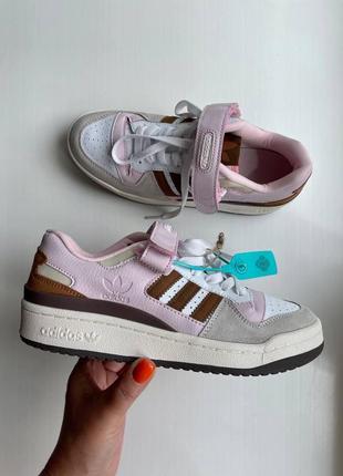 Жіночі шкіряні кросівки adidas forum low chocolate to my strawberry