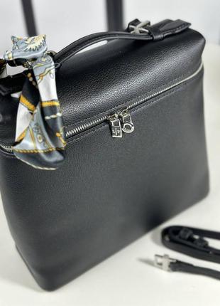Сумка рюкзак женский черный кожаный брендовый в стиле лоро loro piana5 фото