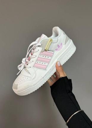 Жіночі шкіряні кросівки adidas forum low white light pink