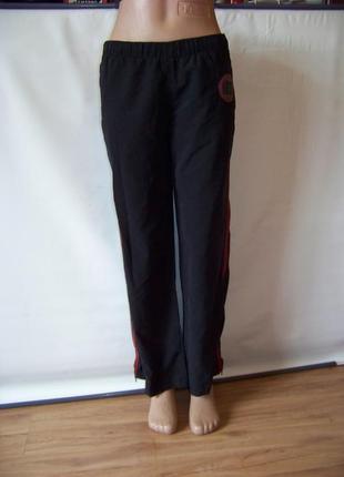 Чорні прямі спортивні штани з тонкої плащової тканини imkie 36 евр. мл1 фото