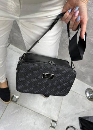 Эко кожа сумка кросс боди женская крем белый коричневый черный с надписями широкий ремень широкий2 фото