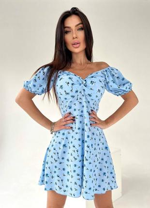 Стильное классическое классное красивое хорошенькое удобное модное трендовое простое платье платье голубое