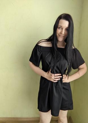 Міні плаття з оголеними плечима чорне🖤