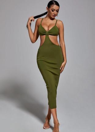 Зелене салатове сукня платье с разрезами на талии  длинное платье с декольте плаття з розрізами на талії в'язане довге міді максі светлое по фигуре8 фото