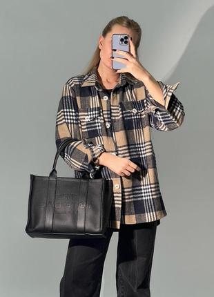 Женская сумка marc jacobs medium tote bag black leather